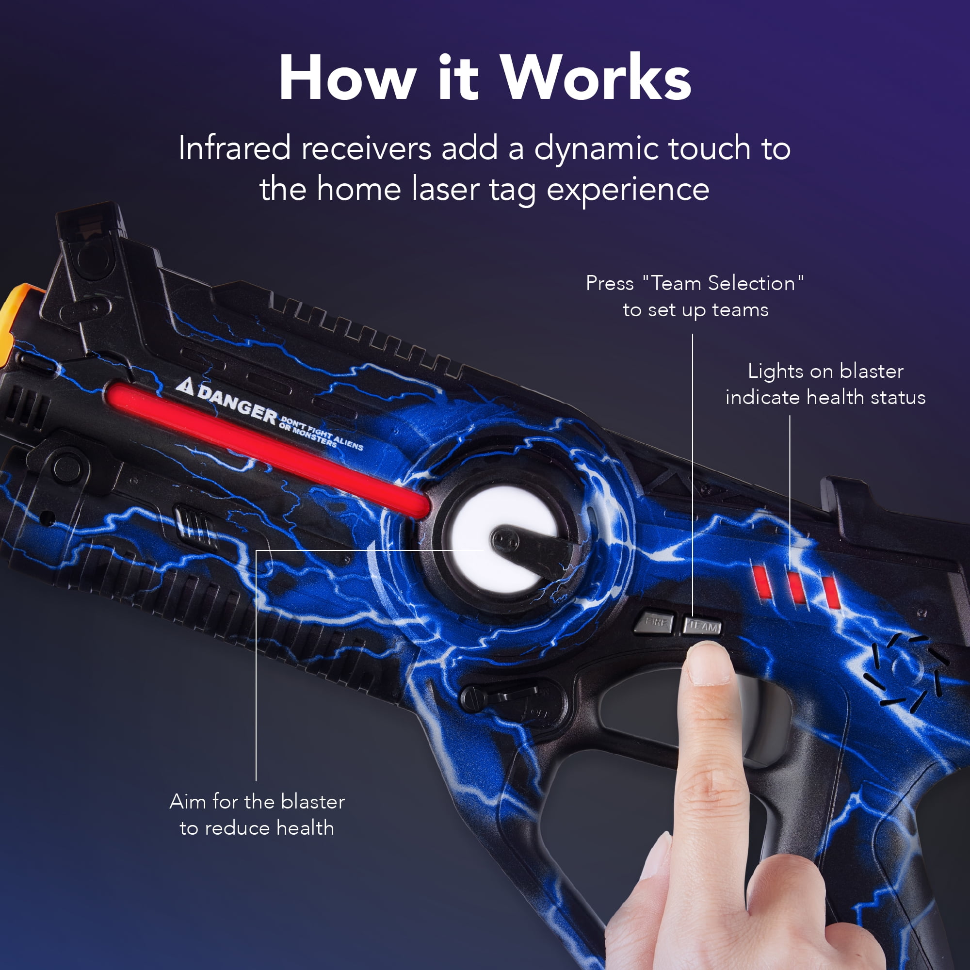 Best Choice Products Rechargeable Laser Tag Set 4 Pack, No Vest Needed, Kids Adults Game - Gray/Purple/Red/Blue