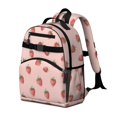 thumbnail image 2 of Strawberry and Stripe Pink Pattern Cute School Backpack Bag for School with Padded Back and Adjustable Shoulder Straps 15.25"x11.5"x5.25", 2 of 5