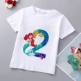 thumbnail image 3 of Camiseta de algodón con estampado de princesa sirena para niñas de la marca Disney, ropa de princesa Ariel, top de dibujos animados para niños de 1 a 9 años, regalo de cumpleaños para niños, 3 of 5