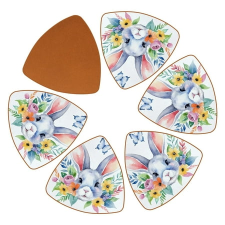 

YZUOUZY Coasters Dining Table Decor 6 Pcs Triangle Microfiber Leather Bar Coasters Easter Bunny Ears