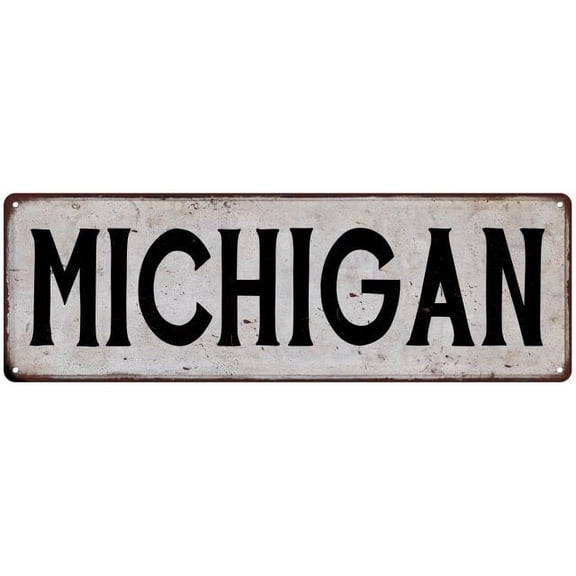 MICHIGAN Vintage Look Rustic Metal 6x18 Sign City State 206180041160