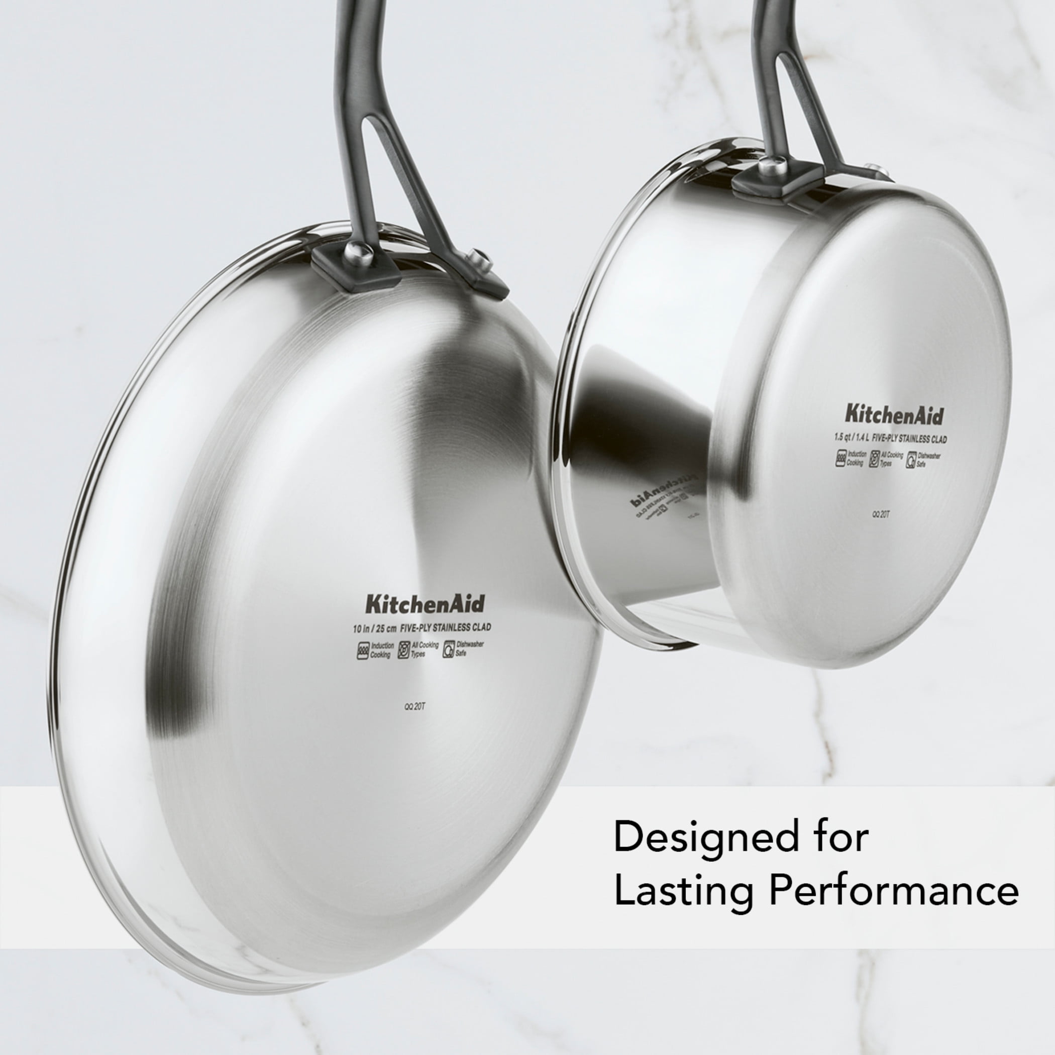  KitchenAid Nonstick Frying Pans/Skillet Set, 2 Piece, Brushed  Stainless Steel: Home & Kitchen
