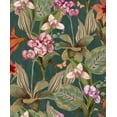 thumbnail image 2 of Dark Green Hand Painted Orchids Floral Wallpaper R8142, 2 of 3