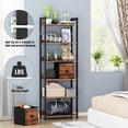thumbnail image 5 of 6-Tier Bookshelf, Tall Bookcase with 2 Drawers Storage Organizer, Industrial Display Free Standing Shelf Units, Wood and Metal Storage Rack for Home Office, Bedroom,Rustic Brown, 5 of 16