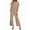 Khaki, variant on Women'S Striped 2 Piece Sets Short Sleeve T Shirts Wide Leg Pants Matching Lounge Set with Pockets Cream White S