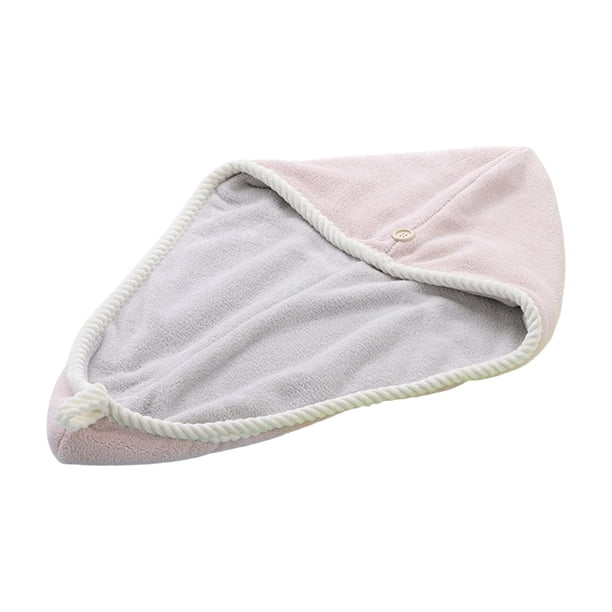 Toalla de microfibra para el cabello para mujeres, toalla de secado rápido para cabello mojado, rosa con gris