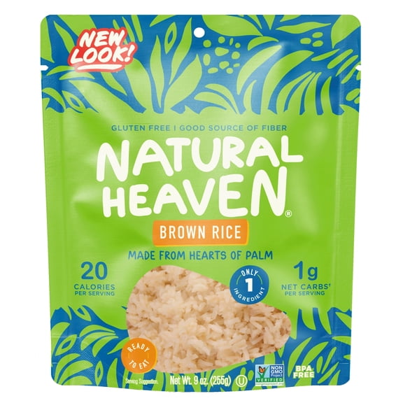 Natural Heaven - Hearts Of Palm Brown Rice - 1 count, 54oz (255g) each - Low Carb, Gluten-Free & Good Source of Fiber