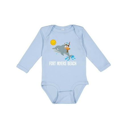 

Inktastic Fort Myers Beach Florida Dolphin Gift Baby Boy or Baby Girl Long Sleeve Bodysuit