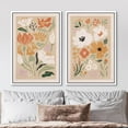 thumbnail image 2 of IDEA4WALL Framed Canvas Print Wall Art Set Mid-Century Gallery Abstract Pastel Flower Blossom Collage Fine Art Farmhouse/Country Wall Decor for Living Room, Bedroom, Office - 24"x36"x2 White, 2 of 5