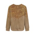thumbnail image 5 of Fall Sweaters for Women Dressy Women's Star Print Hatless Sweatshirt Long Sleeve Fashion Top Sweatshirt Loose Pullover Top Gold XXL, 5 of 5