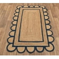 thumbnail image 2 of 7 x 7 Feet Square ( 210 cm x 210 cm ) Natural Jute with Blue Scalloped Area Rugs , Home Decor Rugs, 2 of 3
