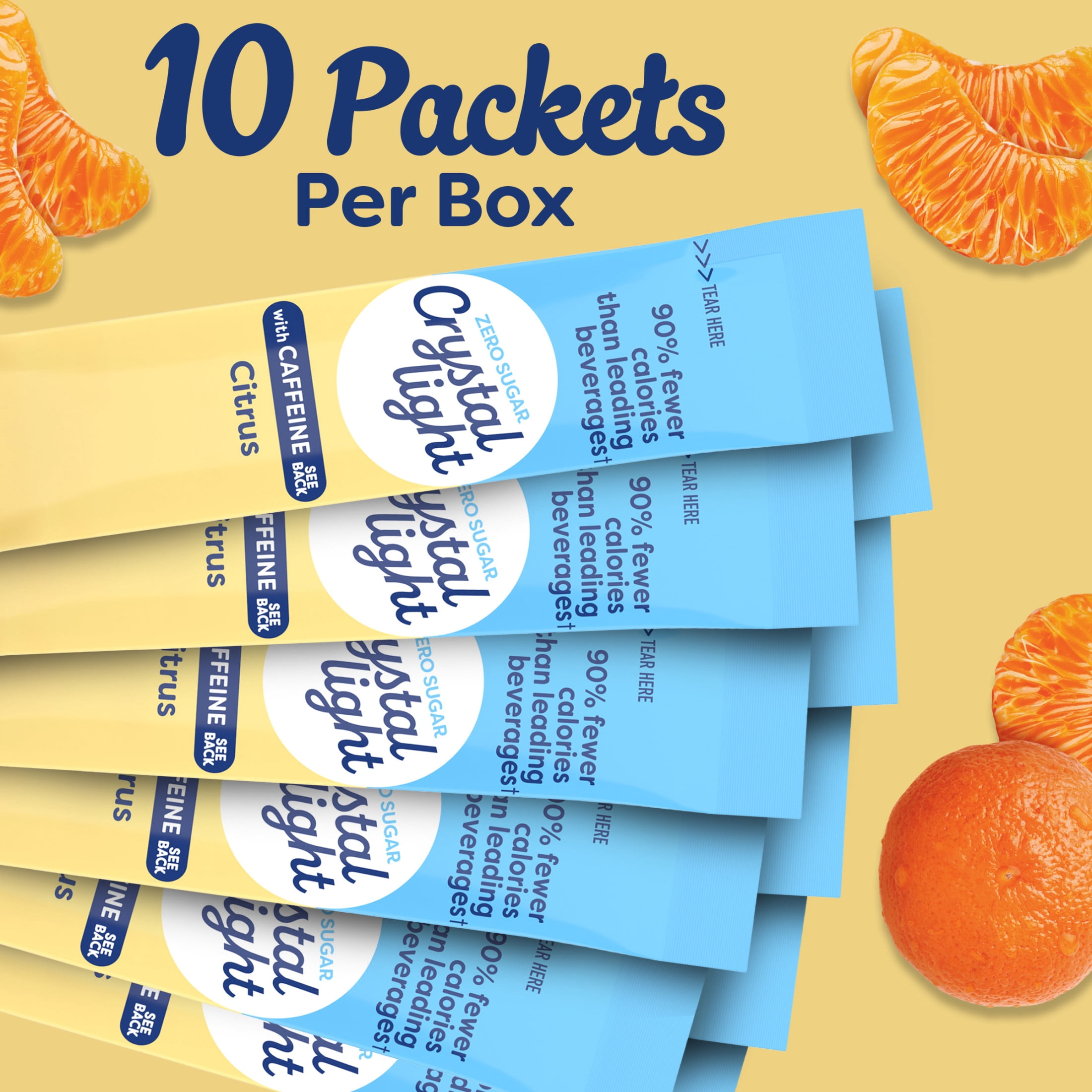 Crystal Light Drink Mix with Caffeine, 10 Packets, for Convenient On-the-Go Flavorful Hydration, Citrus Natural Flavor, Zero Sugar, 0.9 oz