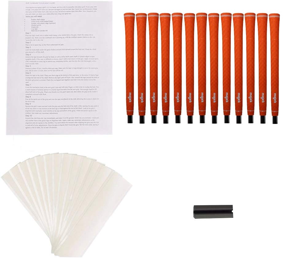 Majek Tour Pro Orange Standard Size Golf Grips and Grip Kit (13 grips