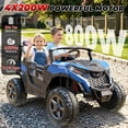 thumbnail image 3 of TOKTOO 24 Volt Ride on Toy for Big Kids, 24V Ride Ons with 4 Power EVA Wheels, 24V 2 Seater Battery Powered Ride on UTV Car, 4WD, 800W, 5.1 Mph, Kid Electric Car with Remote Control, Aged 3-8Y, Blue, 3 of 8