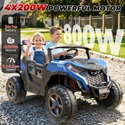 TOKTOO 24 Volt Ride on Toy for Big Kids, 24V Ride Ons with 4 Power EVA Wheels, 24V 2 Seater Battery Powered Ride on UTV Car, 4WD, 800W, 5.1 Mph, Kid Electric Car with Remote Control, Aged 3-8Y, Blue