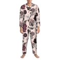 thumbnail image 3 of Balery Retro Red Black Roses Pijama para Hombre de Dos Piezas con Manga Larga, Conjunto de Dormir y Descanso Suave con Bolsillos-X-Large, 3 of 7