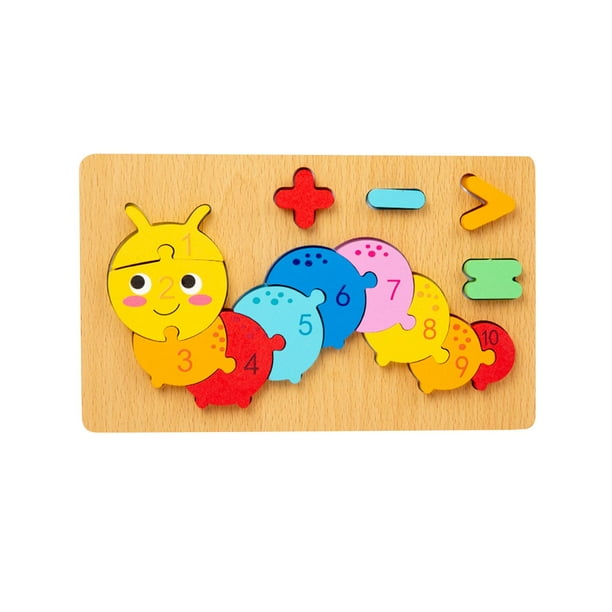 Rompecabezas de números, rompecabezas de madera para niños, juguete de clasificación de formas y colores, desarrollo temprano Oruga