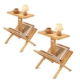 thumbnail image 1 of Gymax 2PCS 2-Tier Bookshelf Small Bookcase w/ Teak Wood Frame & Anti-Slip Foot Mats, 1 of 10