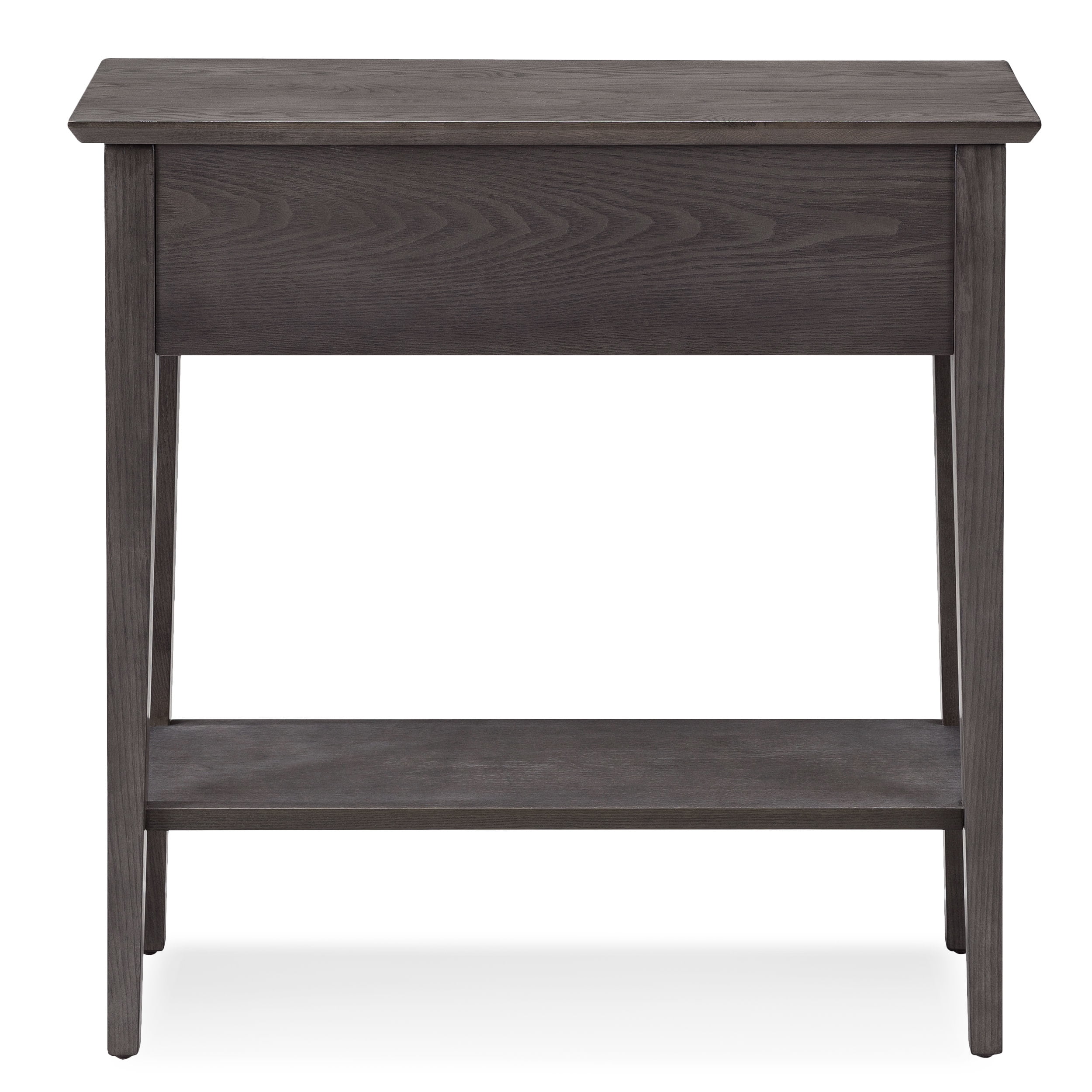 Leick Home Teegan Solid Wood 2-Drawer Entryway Console Table with Shelf, Smoke Gray
