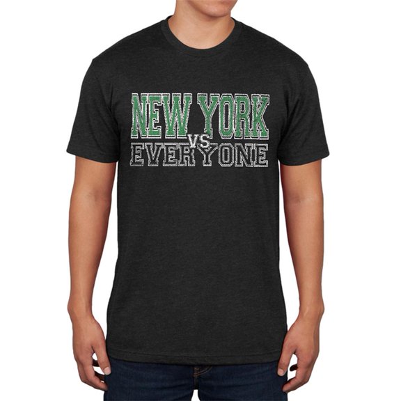 New York VS Everyone Vintage Distressed Mens Soft T Shirt Vintage Black SM