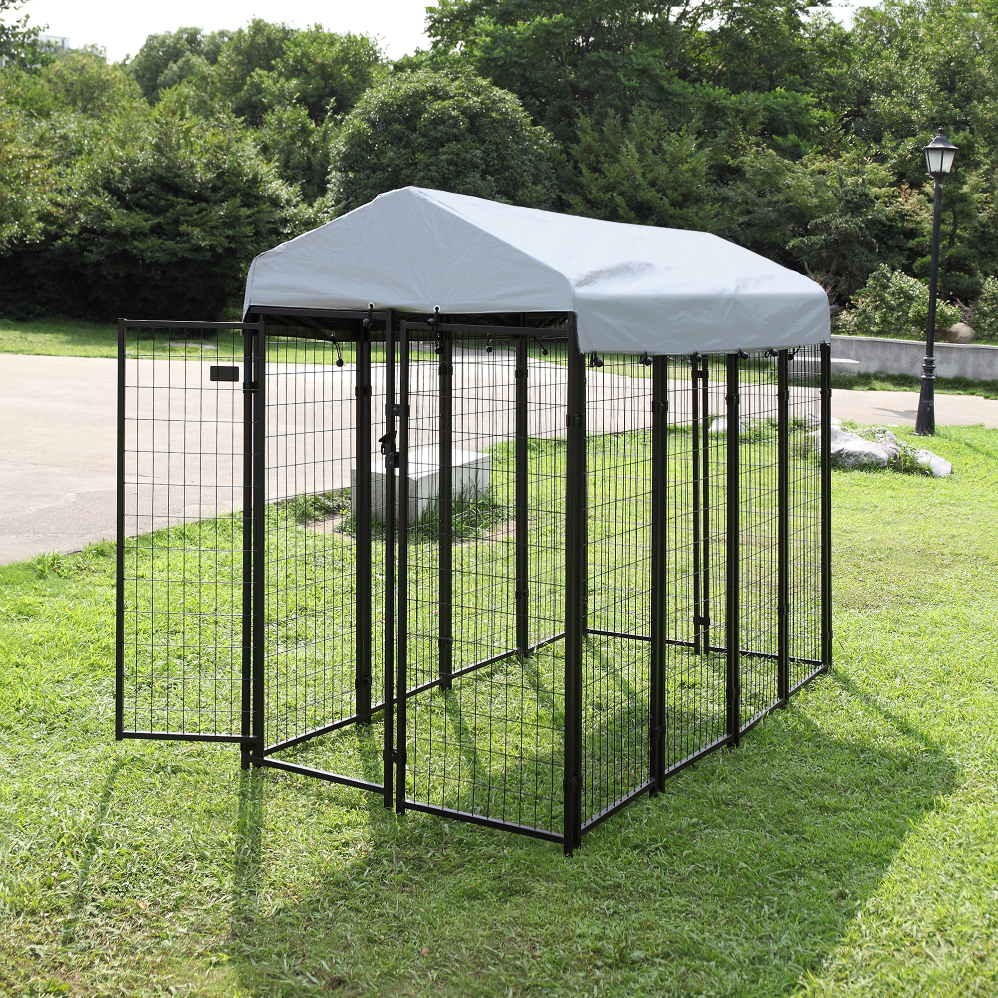 Outdoor Dog Kennel Enclosure on Front Yard Stock Image - Image of durable,  security: 227527881