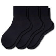 Sierra Socks Women's Loose Fittings Combed Cotton Ankle Socks, Seamless Turn Cuff Socks for Women & Girls, 100% Cotton Socks, Great for Diabetics, 3 Pair Pack