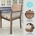 thumbnail image 4 of Martha Stewart Indoor-Outdoor Stackable Patio Dining Armchair with Brown Brushed Woodgrain Aluminum Finish and Cream All-Weather Seat Cushion, 4 of 13