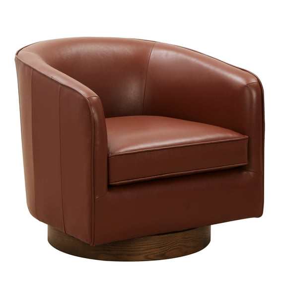 Top Grain Leather Swivel Chair - Stylish & Comfortable Seat With Soft Curves And Clean Lines Relax No Assembly, Texture