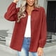 thumbnail image 2 of Chaqueta Camisa Color Puro Solapa Manga Larga Un Solo Pecho Casual Tops De Moda Para Mujer Marrón Rojo S, 2 of 6