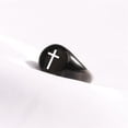 thumbnail image 3 of PAURO Cross Rings for Men Women Black Silver Rose Gold Plated Pinky Cool Simple Personalized Statement Dainty Circle Jewelry Black Size 7, 3 of 5