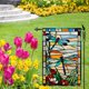 thumbnail image 2 of Bandera de Jardín de Libélula, Estilo de Vidrio, Flores, Bandera de Jardín, Vertical, Doble Cara, Rústico, Tierras de Cultivo, Arpillera, Decoración Al Aire Libre, 2 of 5