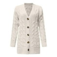 thumbnail image 4 of idosla Women's Open Front Cardigan Sweaters Fall Fashion Button Down Cable Knit Chunky Winter Clothing Outerwear Coats (Beige, S), 4 of 4