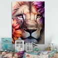 thumbnail image 2 of Designart Lion Portrait With Flowers I Canvas Wall Art, 2 of 5