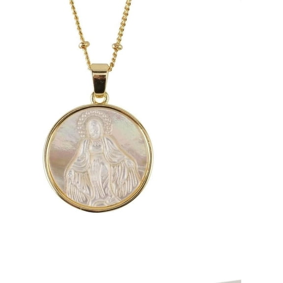 Medal Virgin Mary Miraculous Necklace,Faith Gold Plated Necklace for Women
