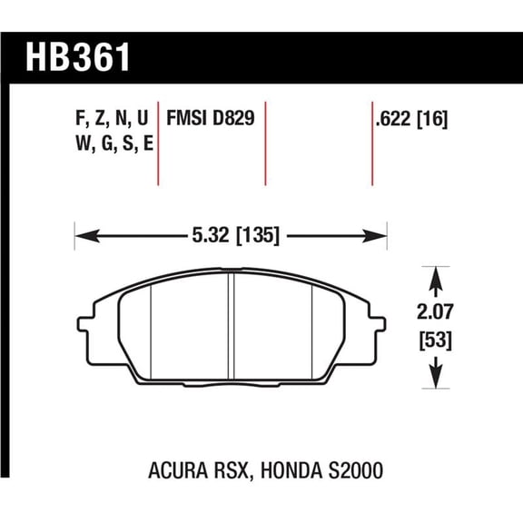 Hawk 2002-2006 Acura RSX Type-S HPS 5.0 Front Brake Pads
