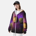 thumbnail image 4 of Logiee Planets And Stars Print Men's Women Light Jacket Full Zip Sun Protection Hoodie Long Sleeve Sun Shirts for Men Hiking Fishing Zip Pockets-Small, 4 of 8