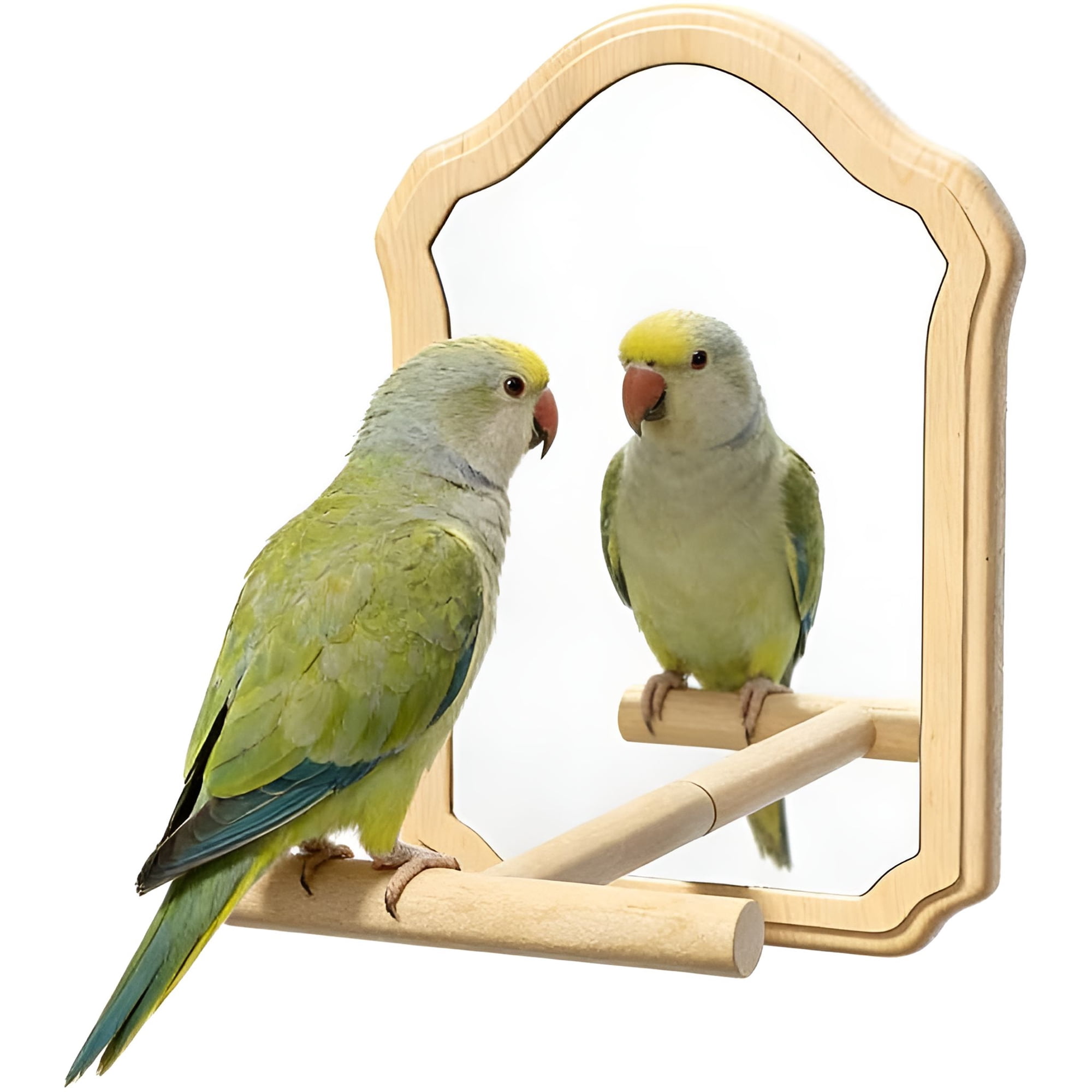 ACDANC Parakeet with Perch for Parrots 15cm Wooden for Cage | Wooden Standing Chewing Perch with Reflective for Cockatiel Lovebird Parakeet Cage Accessories