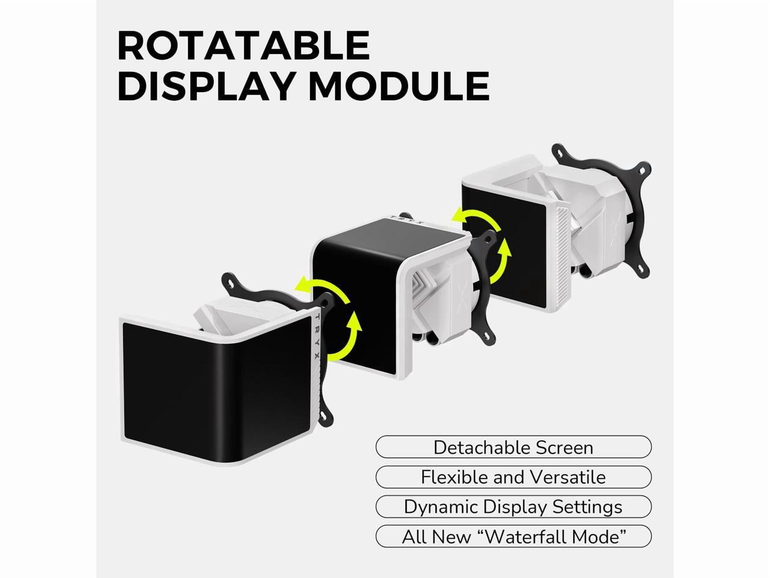 TRYX Panorama SE 360 ARGB White 360mm AIO Rotatable 6.5'' AMOLED Curved Screen 3D Anamorphic Effect Customizable AIO Cooler 360mm White Asetek Adela 280w TDP Intel LGA 1851/1700/1200/115X AMD AM5/AM4
