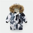 thumbnail image 2 of Ruyang Girls Padded Puffer Coat Boys Furry Hooded Camouflage Parka Coats Long Down Quilted Jackets Warm Zip Up Outwear, 2 of 5