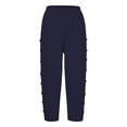 thumbnail image 4 of Gyexs Striped Linen Pants Women Linen Capri Pants Lightweight Spring Summer Pants for Women 2025 Ladies Pinstripe Pants Navy, 4 of 5