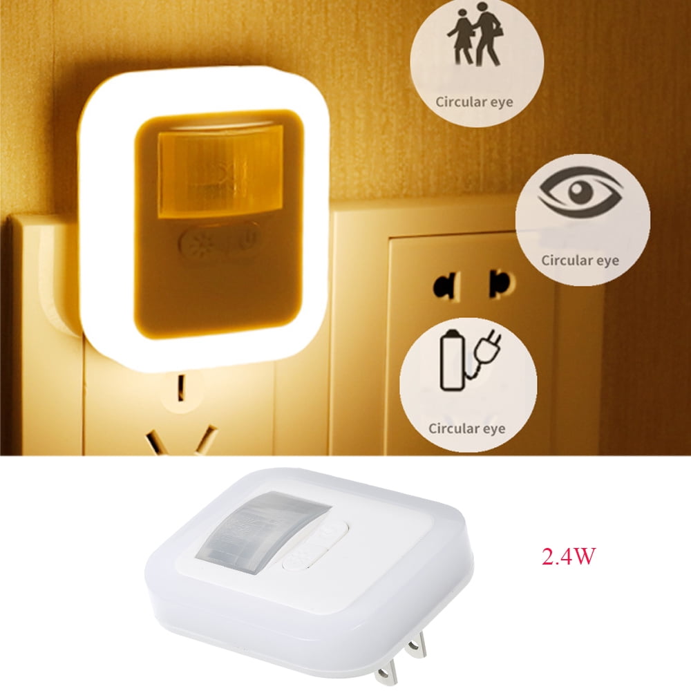 LED Plugin Motion Sensor Light Wall Night Lamp with Brightness & 30s/60s/90s/120s Lighting Time