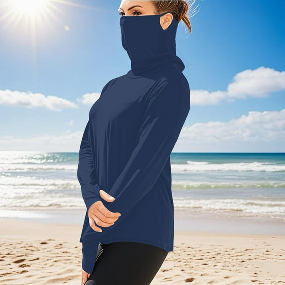 Karight UNISEX Sun Protection Hoodie with Mask UPF 50 UV Long Sleeve Shirt Women/Men Rash Guard Performance Fishing Hiking Shirt