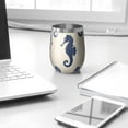 thumbnail image 3 of 12oz Stemless Wine Tumblers Ocean Seahorse Vacuum Insulated Stainless Steel Travel Tumbler Cups Mug with Lid and Straw for Champaign,Cocktail,Beer with Cleaning Brush, 3 of 5