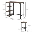 thumbnail image 3 of Rustic Industrial Pub Table & 2 Stools Set | Black Steel & Rustic Brown Wood Look | 3-Pc Counter Height Dining for Kitchen, Apartment, Home Bar, 3 of 7