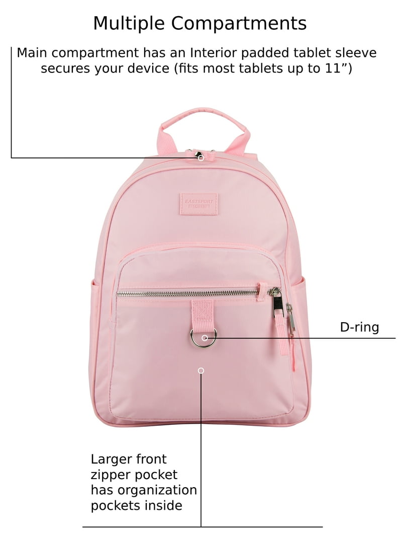 Eastsport Lauren Mini Backpack, Rose Sand, Travel Theft Protection