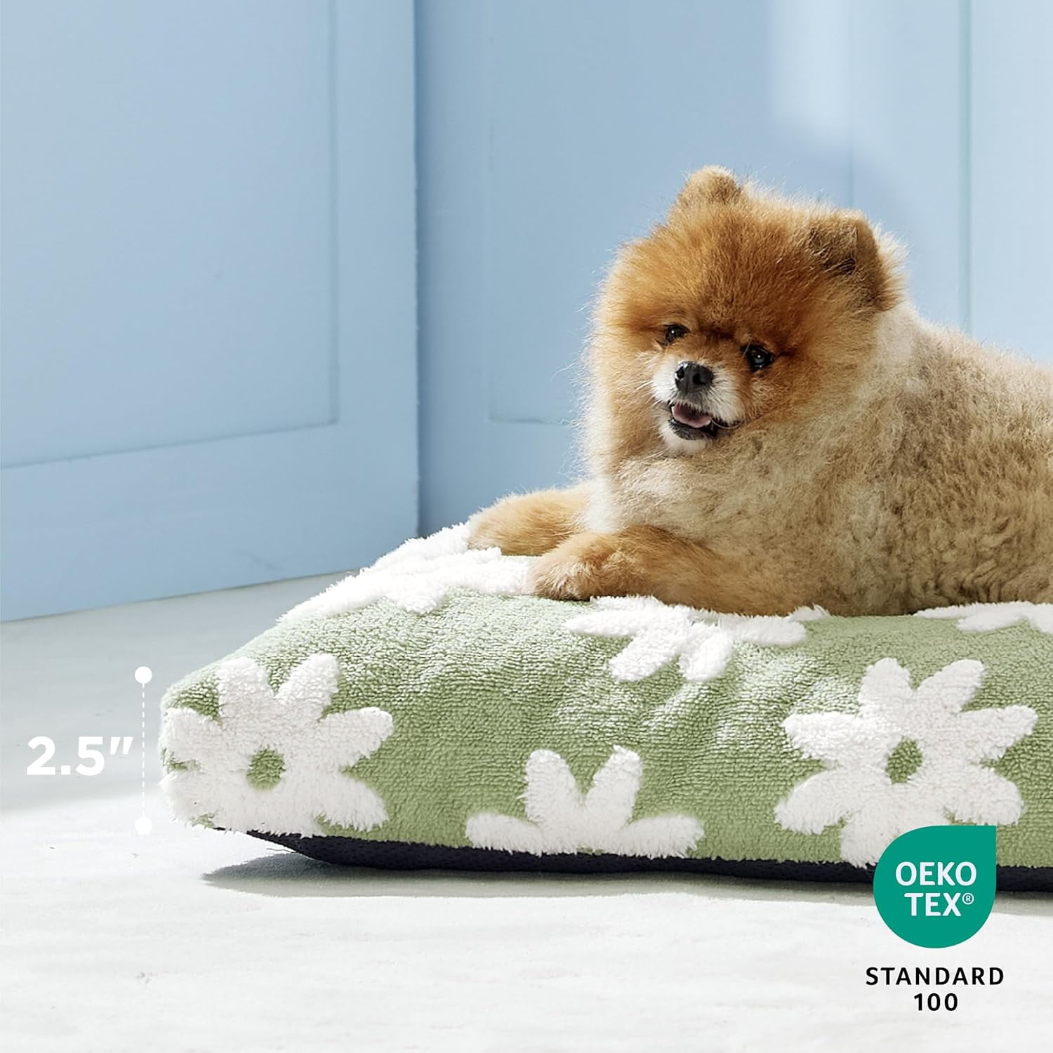 Extra Large Dog Bed with Thick Shredded Foam, Removable Plush Cover and Anti-Slip Bottom, Brown
