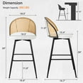 thumbnail image 4 of Foreate Rattan Swivel Barstools Set of 3, 29" Seat Bar Height, Upholstered Boucle Fabric Modern Kitchen Island Stools Bar Chairs w/ Mid-Back Metal Legs, 4 of 12