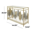 thumbnail image 4 of DecMode 44" x 30" Gold Metal Rectangular Leaf Console Table with Mirrored Glass Top and Silver Accents, 1-Piece, 4 of 13