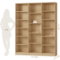 thumbnail image 4 of Homfa Triple Row 6-tier Bookshelf, 74 in Tall Bookshelf with 17 Open Display Shelves, Large Bookcase for Office Living Room, Natural, 4 of 8
