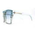 thumbnail image 2 of Womens Oversize Rhinestone Flat Top Showy Diva Sunglasses Blue, 2 of 4